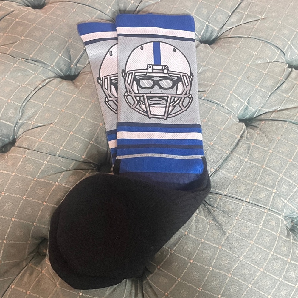 Men's Athletic Socks with Helmet Design Player Blankenship 3 - Black and Blue